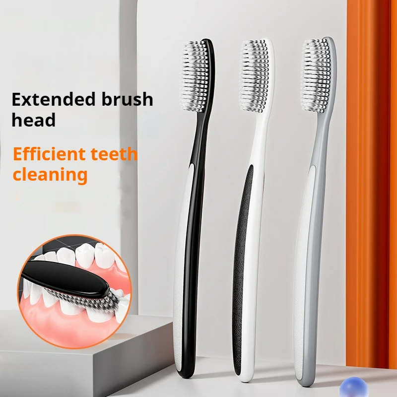 3/6/9 Black, White and Gray High-End Color Combination Pack, Long-Headed, Large-Head Toothbrush, Hard and Deep Cleaning, Adult T