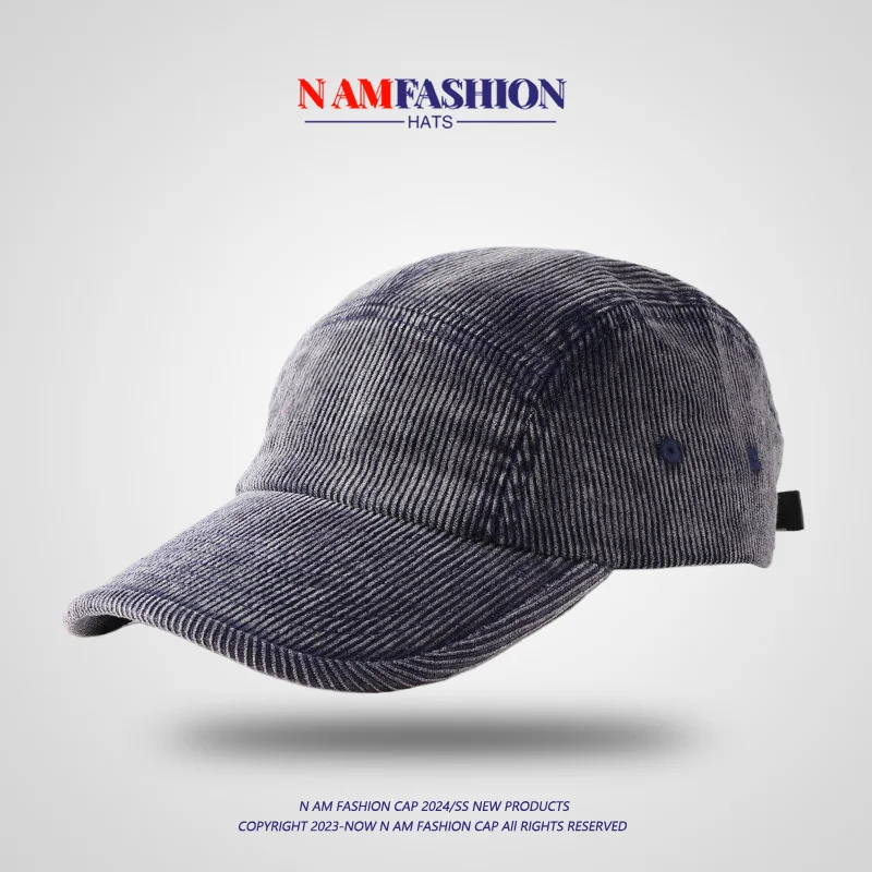 Retro five-piece hat autumn and winter light board simple soft top corduroy cap soft top baseball cap