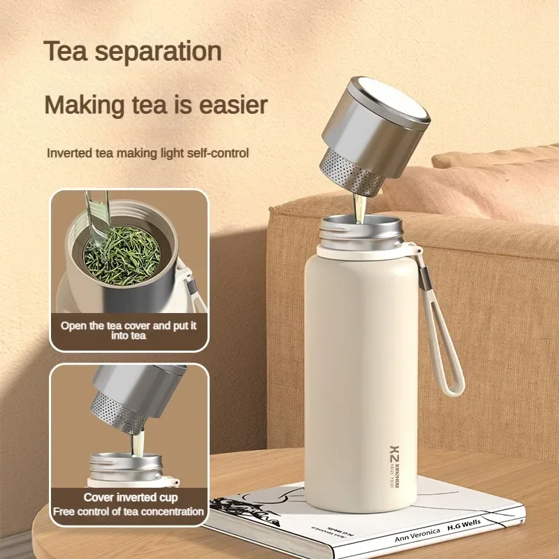 0.5L-1.0L 316 Stainless Steel Water Thermal Cup Bottle Vacuum Light Luxury INS Style Tea Milk Coffee Vacuum Flask Portable Cups