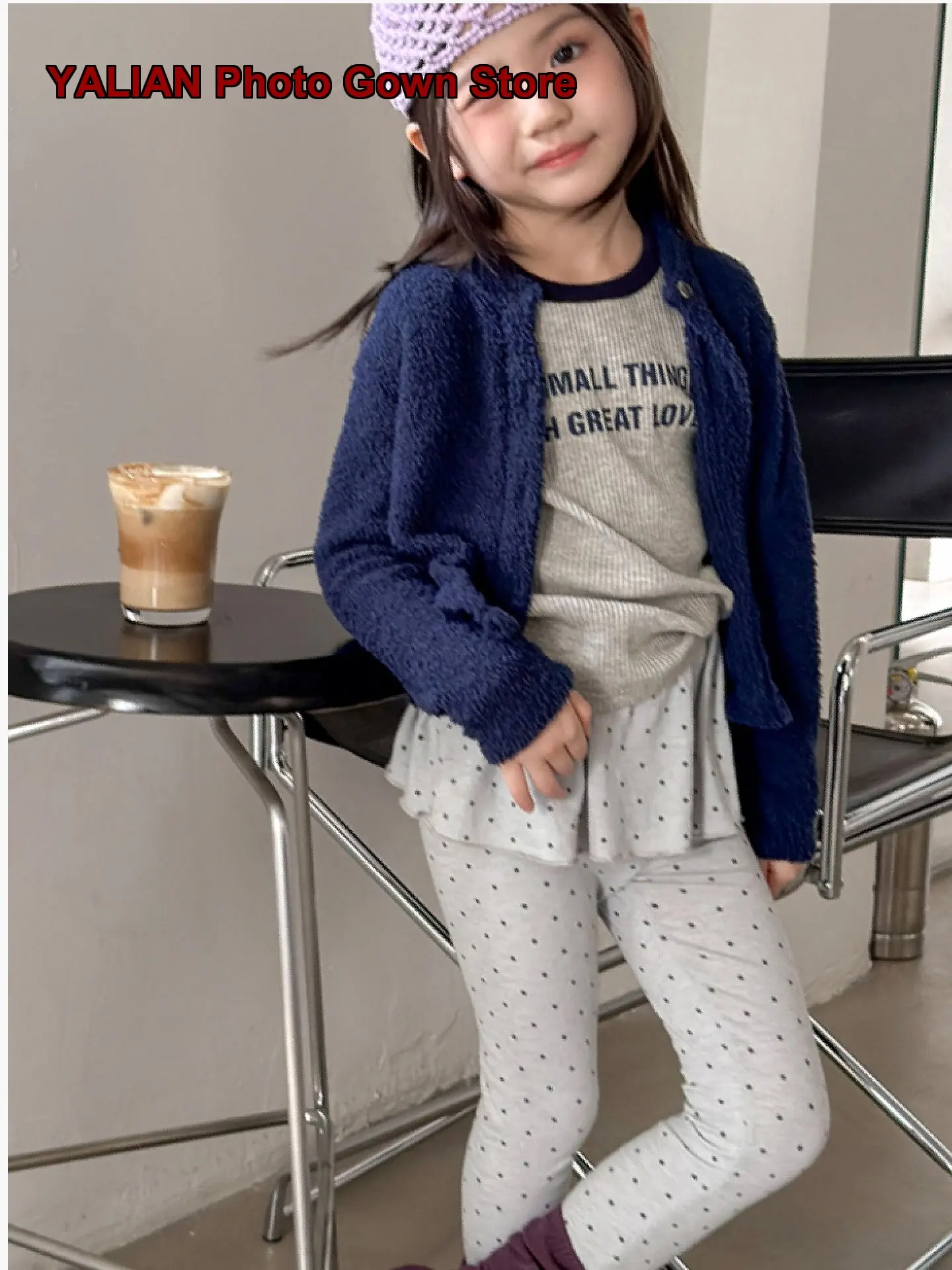Kids Knit Top Boys Girls Autumn Winter Open Front Solid Color Warm Knit