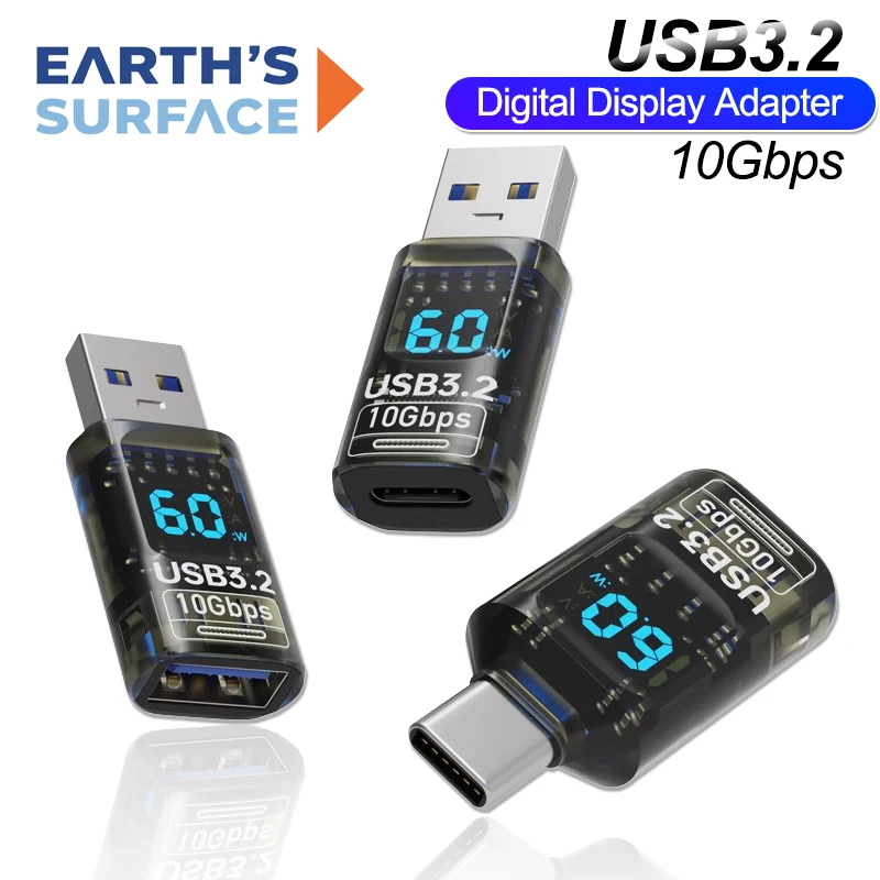 USB 3.2 Digital Display Adapter 10Gbps USB C OTG Male to Female Converter Fast Charging Data Transafer 60W USB Extension Adapter