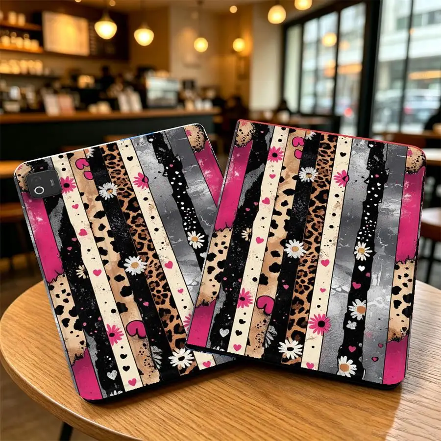 Floral Stripe Leopard Case for Xiaomi Pad 5 6 7 8 Pro Redmi Pad SE K Pad 8.8 9.7 12.4 Inch Pad 6s Pro 7 Ultra with Pencil Slot