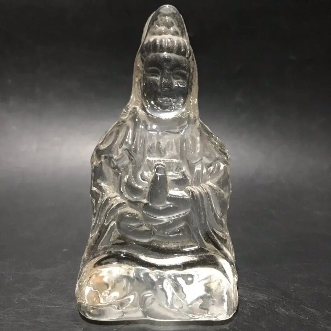 

Antique Chinese Clear Crystal Buddha Kwan-yin Statue Carved Sculpture Artwork