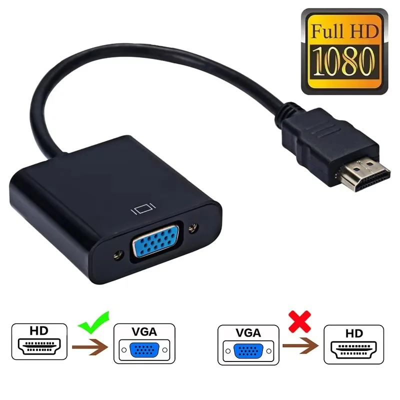 HDMI-compatible To VGA Adapter 1080P Digital Analog Converter Cable With Audio Power Supply For Xbox/PS4 Laptop PC Monitor HDTV
