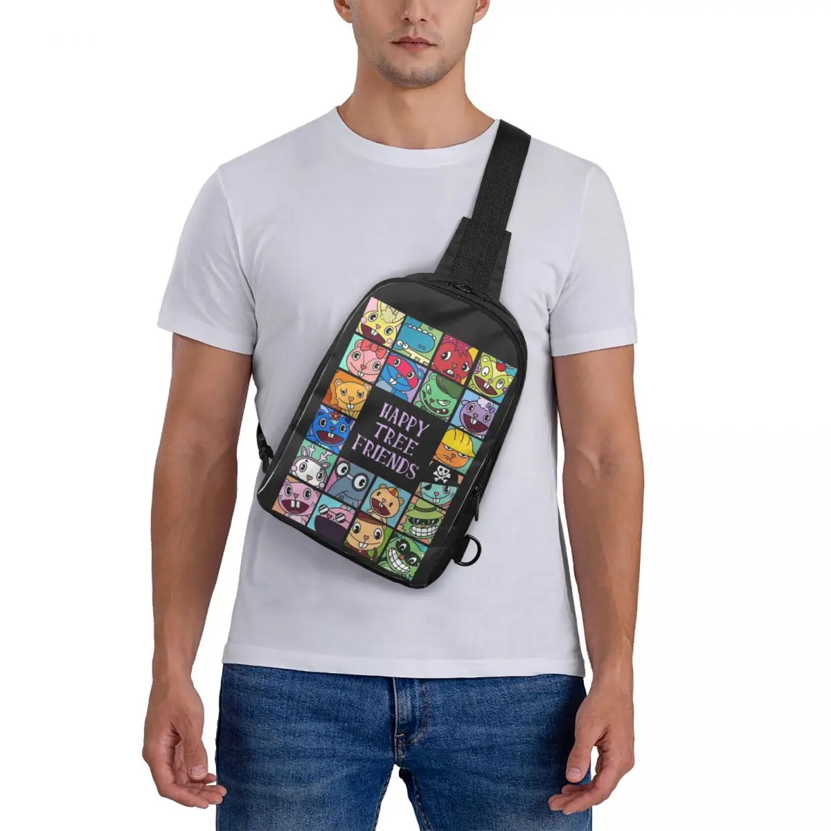 

Happy Tree Friends Chest Bag Crossbody Backpack Sling Shoulder Bag For Men Travel Hiking Daypack