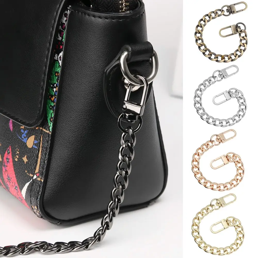 Mini Purse Chain, DIY Metal Flat Chain- for Messenger Bag Purse Strap Extender Handbag Accessory Decoration, with Metal Buckle