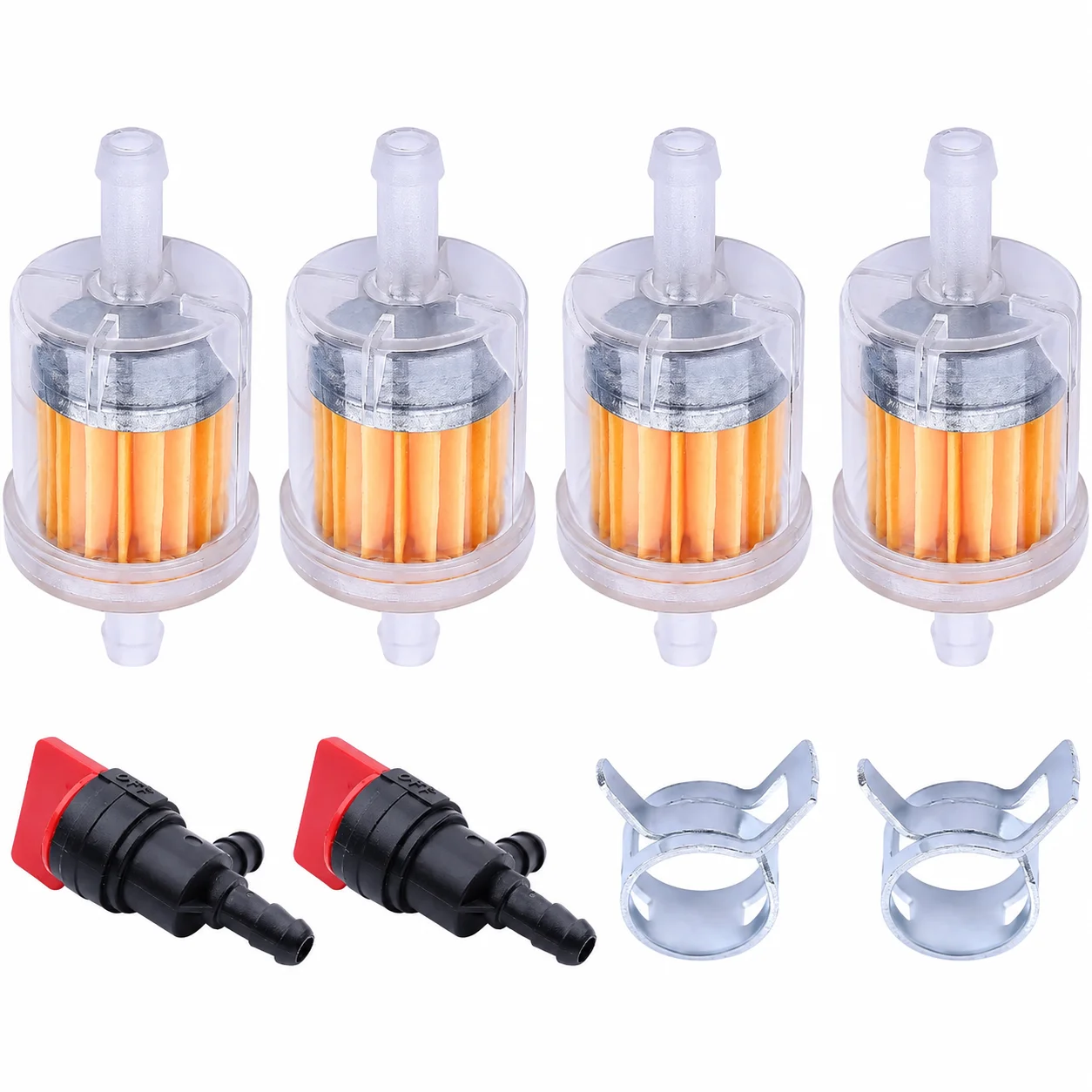 90 Degree Fuel Shut Off Valve Kit w/ Filter & Clips for 1/4