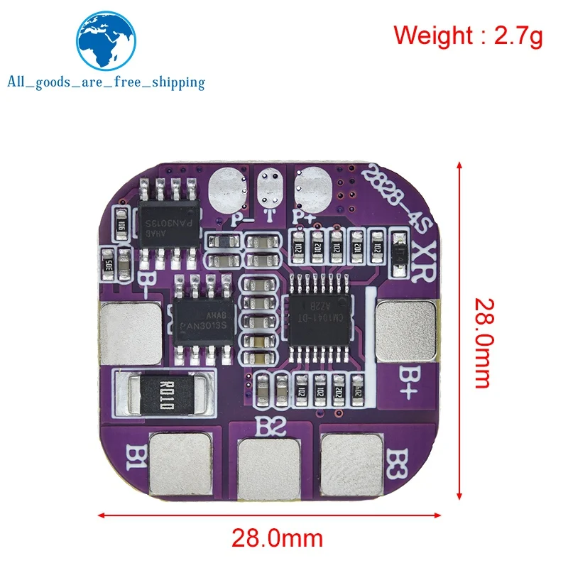 TZT BMS 4S 5A 14500 Lithium Battery Pack Charge Board 14.8V Overcharge/Overdischarge/Short Circuit Protection