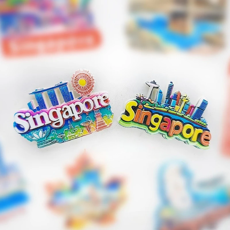 مغناطيس الثلاجة من سنغافورة مارينا باي ساندز - تذكار أفق ثلاثي الأبعاد لحمام السباحة والسفينة ديكور فريد من نوعه هدية آسيا