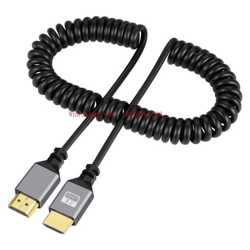 Limited Offer HDMI To MicroHDMI MINI HDMI Support 4k Data Camera Monitor Retractable Spring Cable (2.4M)