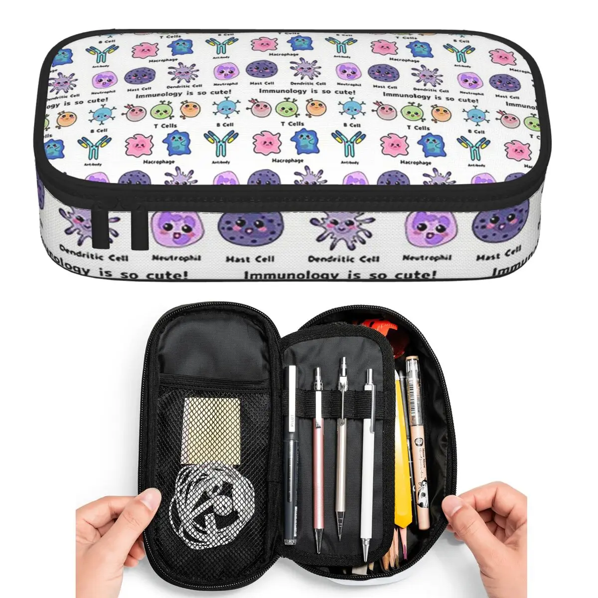 Immunology Is So Cute Version 2 Pencil Cases for Students Pen Box Pencil Bag Big Capacity Pencil Pouch Pen Holder