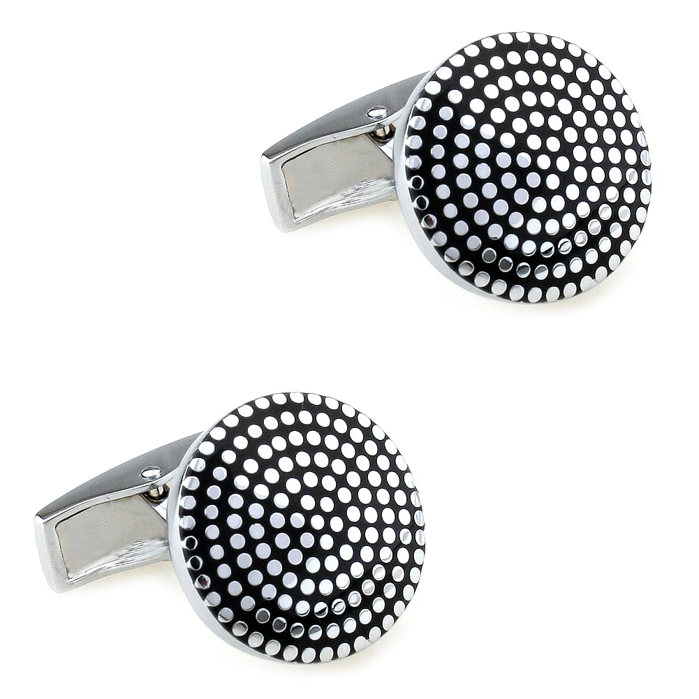 4 Styles TZG Enamel Cufflinks Mens Cuff Links Circle Square Epoxy 1 Pair