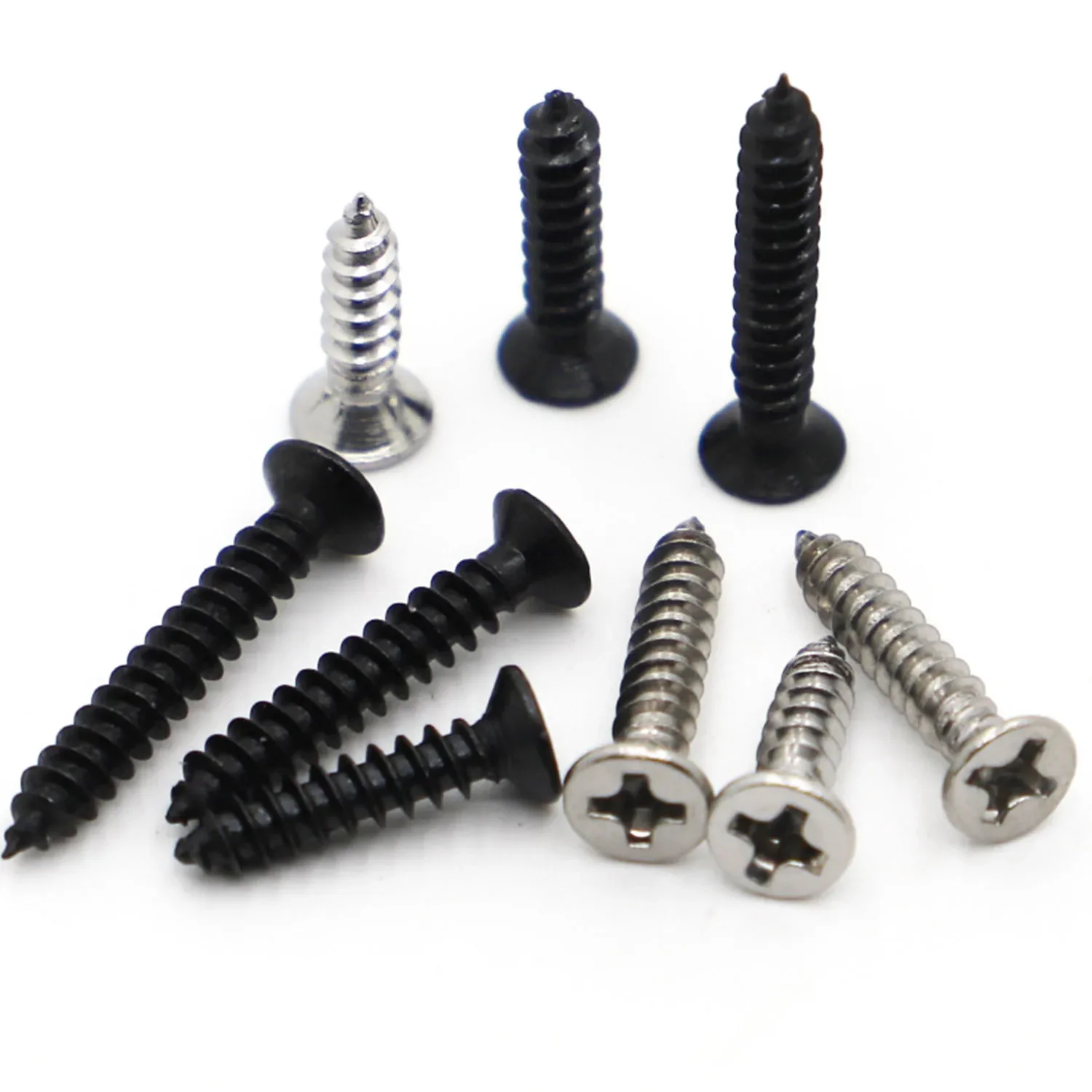 

M1 M1.2 M1.4 M1.7 M2 M2.6 M3 M4 304 Stainless Steel Black Carbon Steel Phillips Flat Countersunk Head Self-tapping Wood Screw
