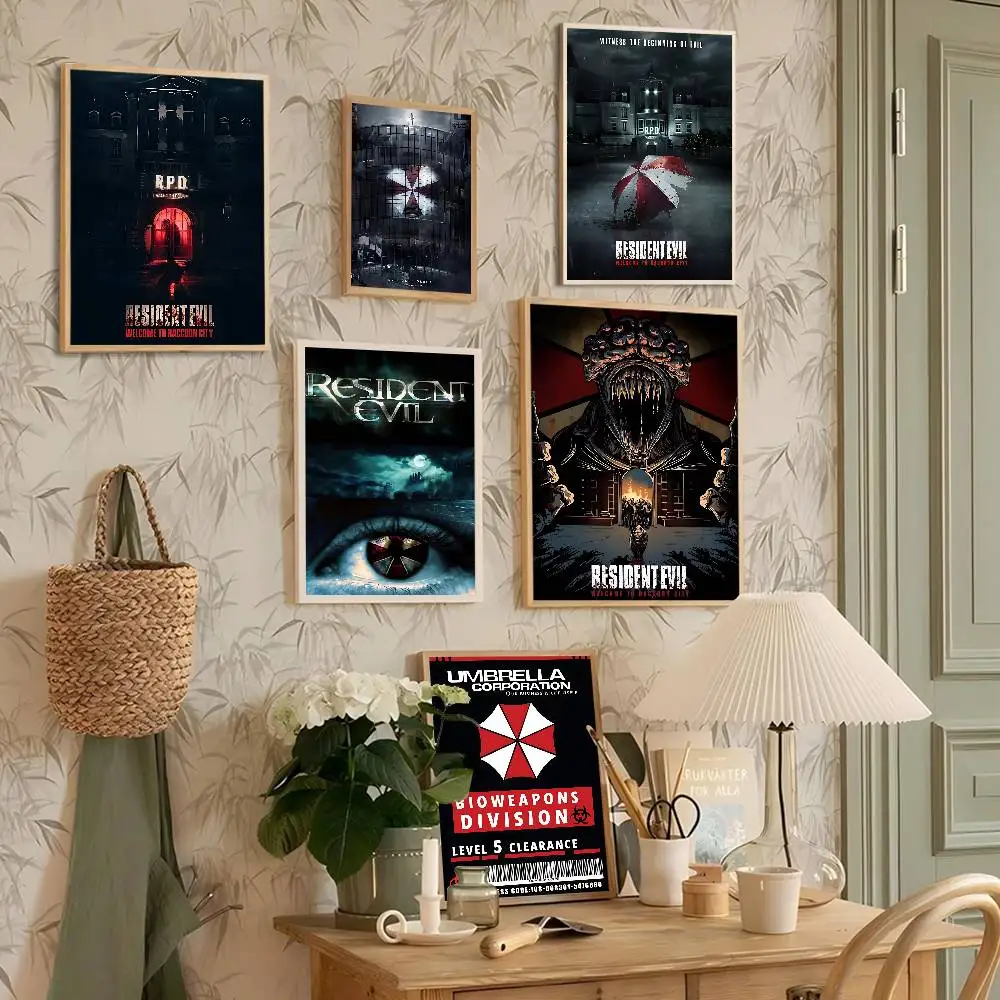 Классический аниме-постер Resident Evil Umbrella, водонепроницаемая бумажная наклейка, декор для кофейни, бара, комнаты, стены