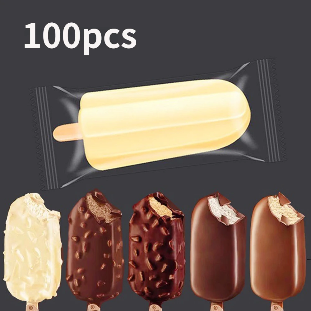 100pcs Ice Cream Bags Popsicle Stick  Cube Maker  Tools Mold Special-Purpose Wooden Craft   cream packaging bag