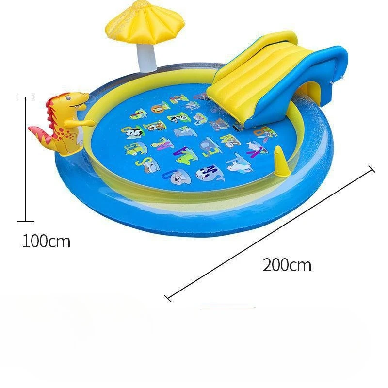 Piscina inflável para crianças, gramado ao ar livre, pulverização de água, tapete de jogo, piscina de dinossauro, brinquedo infantil, área divertida de água