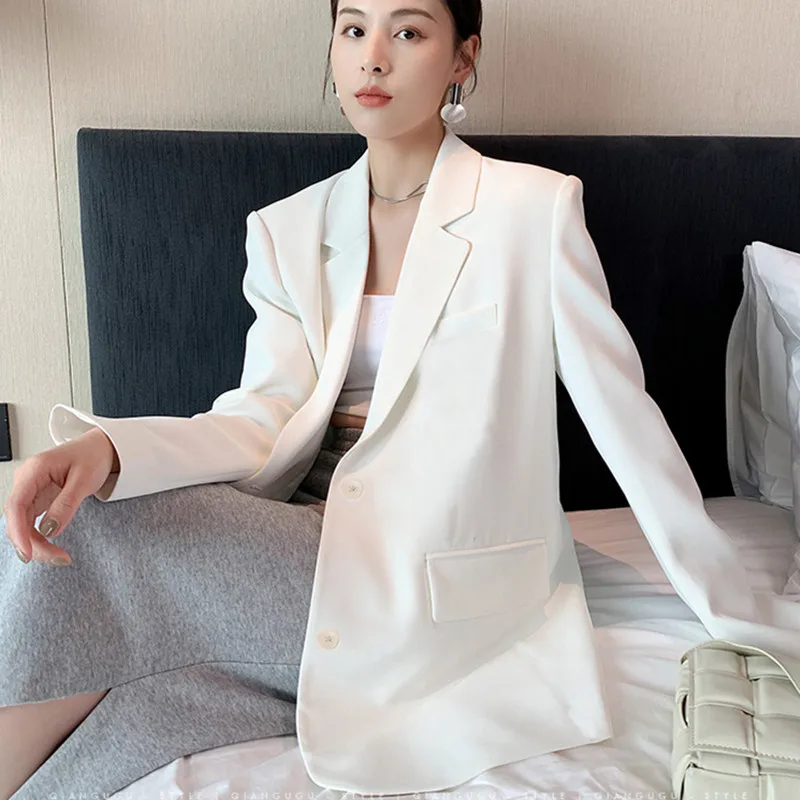 White Suit Jacket Female  2022 New Korean Version Loose Online Celebrity Casual Professional Fashion Small Suit Jacket