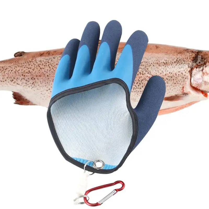 Anti-Bite Gloves Non-slip Catfish Gloves Waterproof Puncture Resistant PE Wire Magnetic Hooks Fisherman Pratical Catch Mittens