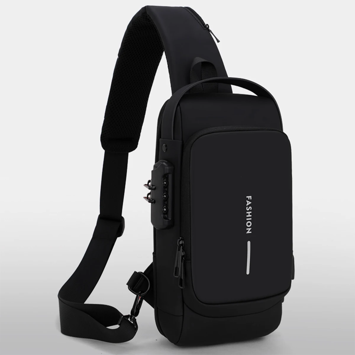 حقيبة صدر مضادة للسرقة للجنسين، شحن USB مقاومة للماء، أكسفورد متعددة الجيوب، حقيبة كتف بحزام قابل للتعديل للتنقل في صالة الألعاب الرياضية والسفر