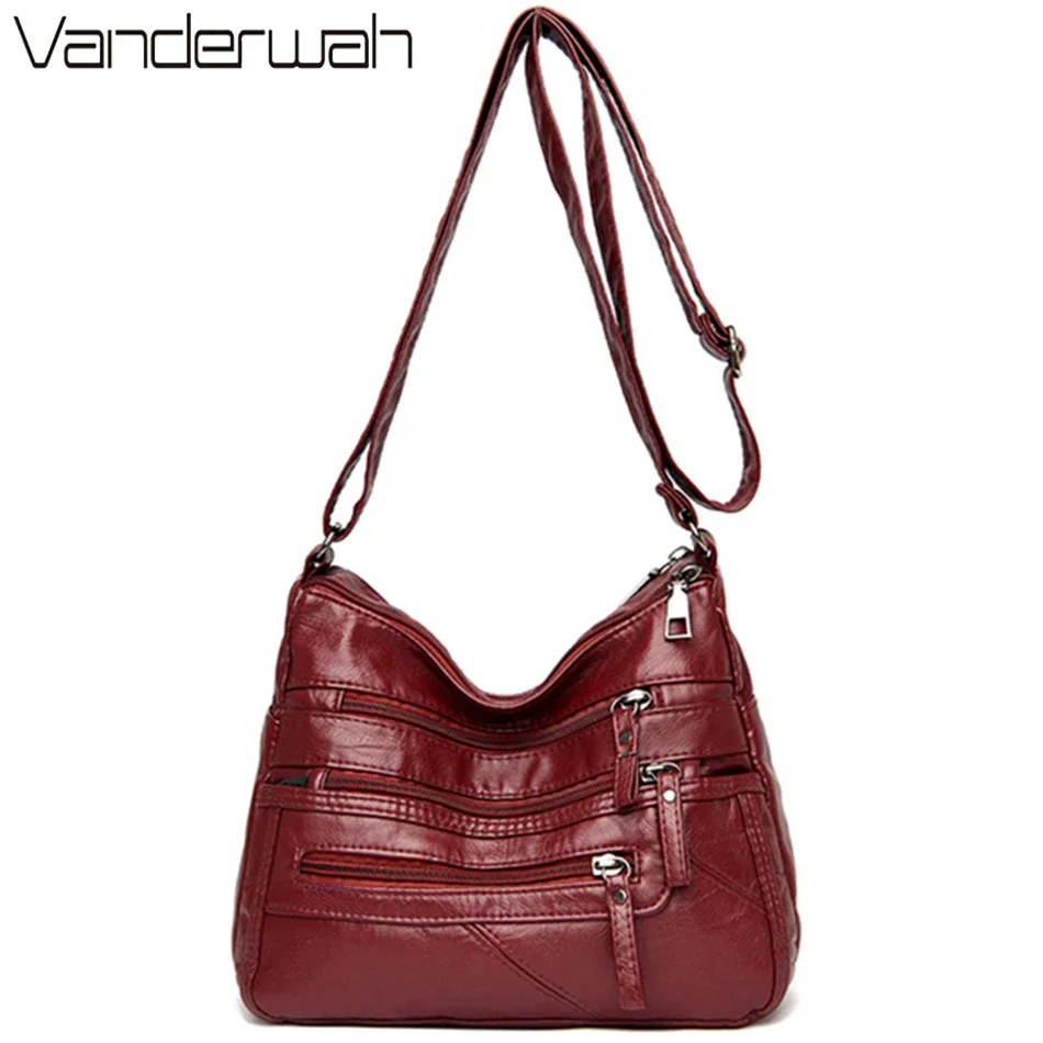 Wiele kieszeni Miękkie skórzane torby na ramię dla kobiet Luksusowe torebki damskie Torebki designerskie torby na ramię Crossbody — zdjęcie 7