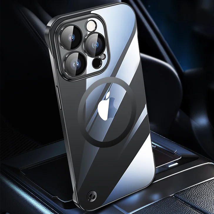 Luxuriöse, rahmenlose, magnetische Hülle mit Plating-Optik für Magsafe, dünne Schutzhülle für iPhone 16, 17, 13, 18 Pro Plus Max, kabelloses Laden, transparente, schlanke PC-Hülle – Detail 21