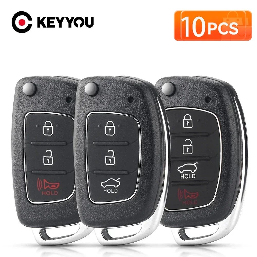 KEYYOU 10PCS Flip Remote Car Key Shell 3/4B Case For Hyundai Solaris ix35 ix45 ELANTRA Santa Fe HB20 Verna HY15/HY20/TOY40 Blade