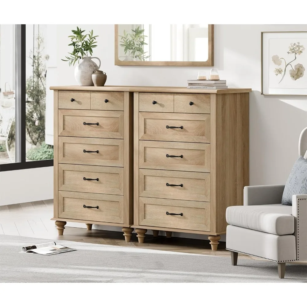 طقم خزانة غرفة نوم من خشب البلوط مكون من 10 أدراج مع صندوق عريض ومنظم خزانة خشبية #3