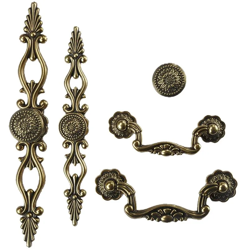 European pull ring, antique copper wardrobe handle, drawer single hole, pastoral American style, hardware, retro door handle