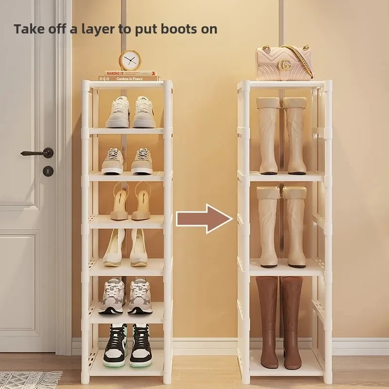 Adjustable Multi-Layer Shoe Organizer Stackable Wall Cabinet Space-Saving Shelf for Corner Storage Entryway Rack