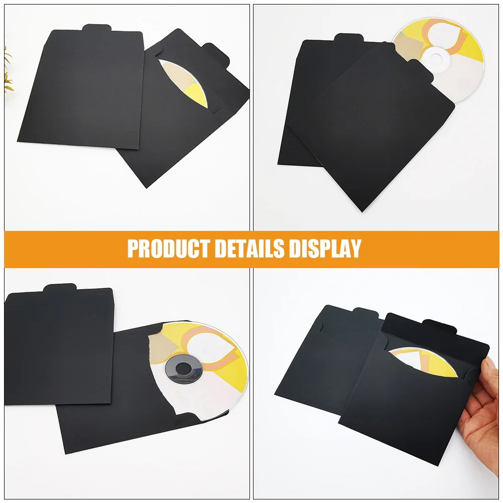 50 Pcs Envelope Packaging Bag Packing Envelopes Dvd Multi-function Paper CD Sleeves Black Invitation