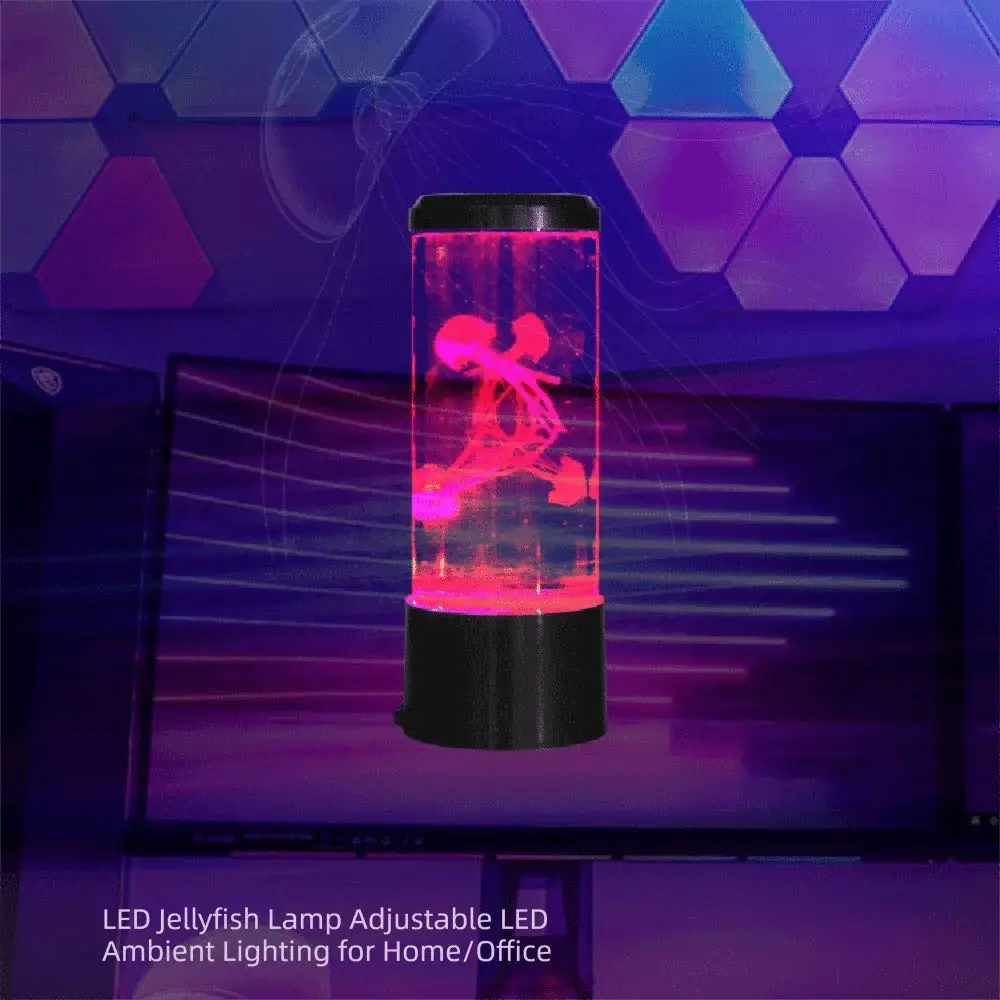 7-Color Changing LED Jellyfish Night Light USB Silent Operation Jellyfish Lava Lamp Colorful Acrylic Home Decoration Light
