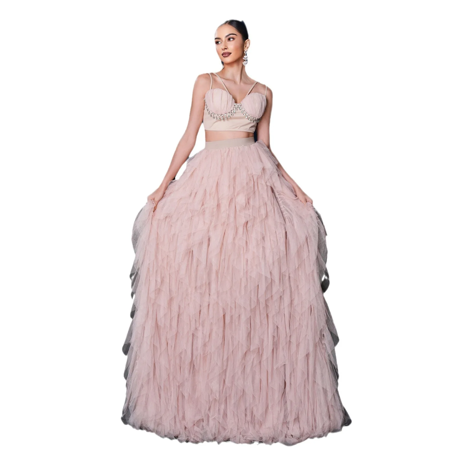 Ele Long Sexy Me Evening Par Dr Set taille haute tricoté Polyester t-shirt fibre d'acétate printemps automne été hiver