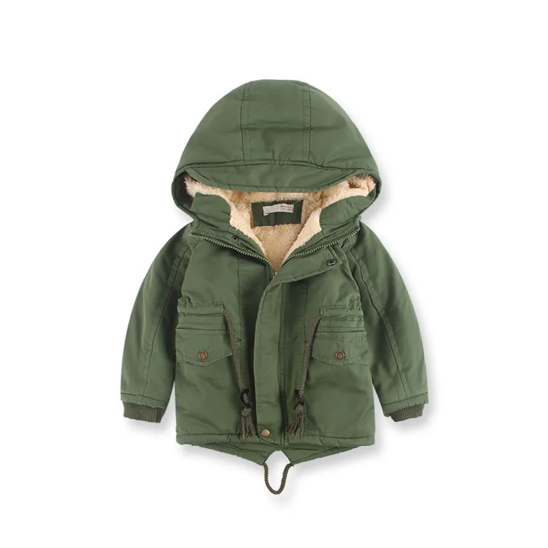 RAISE Autumn Winter Children Girl Jacket Coat Cotton Fleece Thicken Warm Toddler Girl Outerwear Coat Solid Hooded Kid Girl Parka