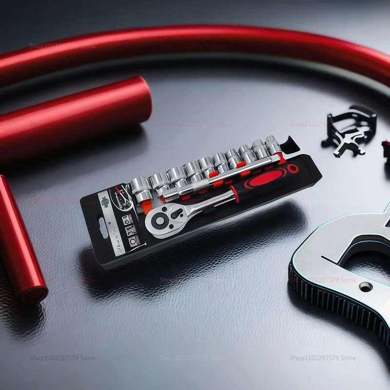 12 Piece Socket Automotive Repair Tool Set Includes 1/4 Inch Quick Ratchet Wrench Hexagonal Automotive Maintenance Socket Wrench