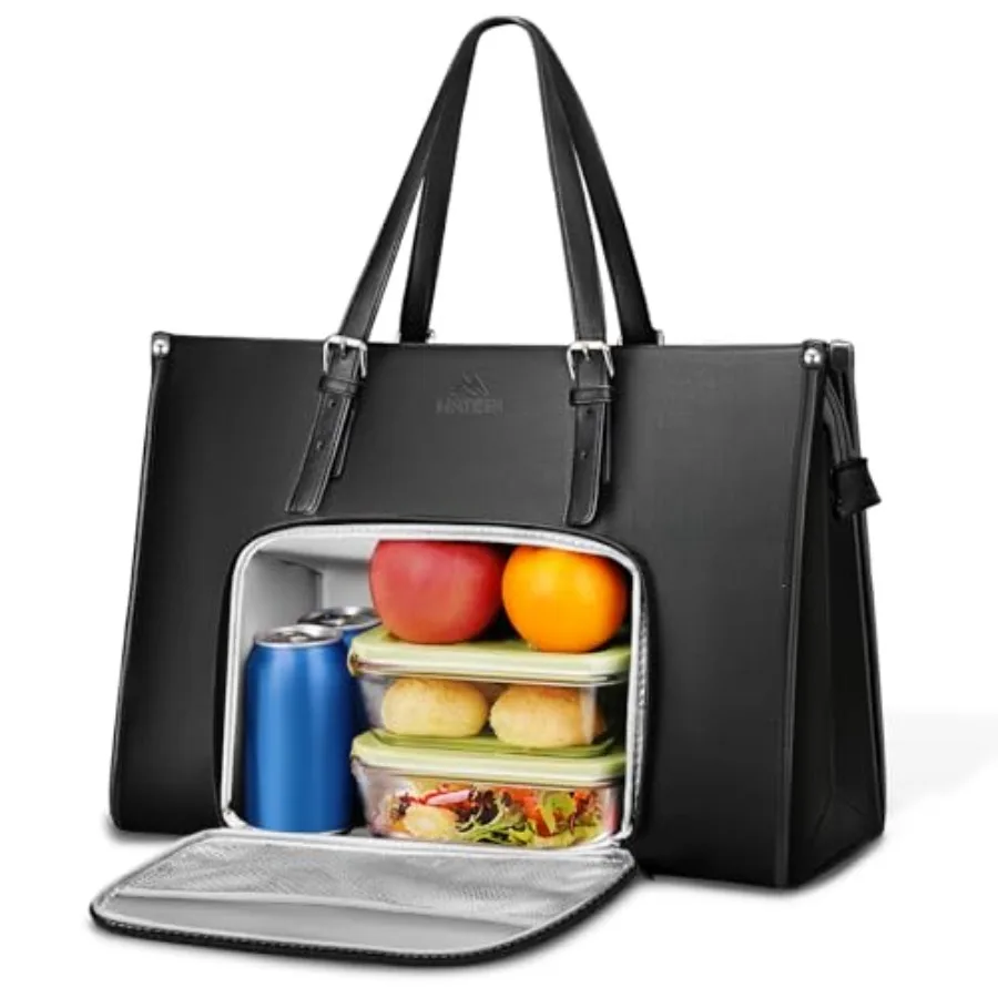 

Laptop Tote Bag for Women with Lunch Compartment, PU Leather Convertible Work Briefcase for Busess, Professional Teacher Comput