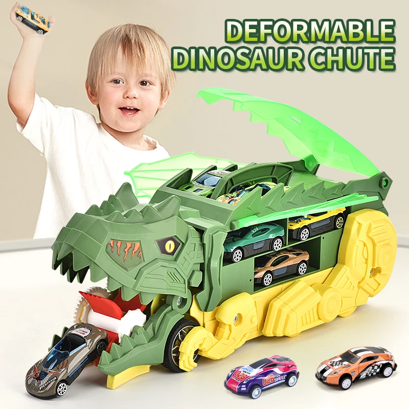 Swallow receive dinosaur catapult deformation track toy car model boy puzzle Tyrannosaurus Rex alloy car birthday gift