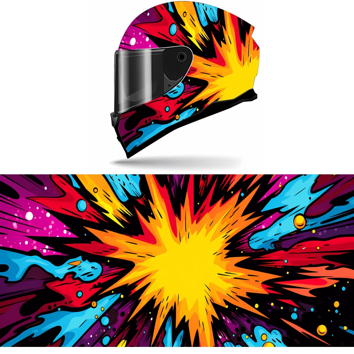 

Colorful Cartoon Splash Full Helmet Wrap Sticker Motorcycle Helmet Racing Graphic Decal Vinyl Wrap Helmet Decor Sticker