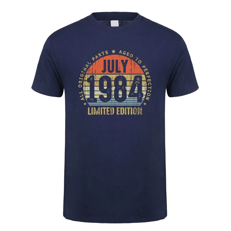 Summer Born in 1984 June May T Shirt Short Sleeve Made March In October November Every Month of 1974 Tees Birthday Gift  SD-005