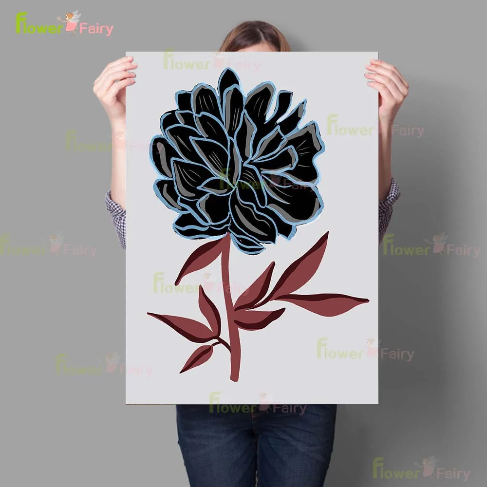 Cartoon Hydrangea Plant Flower Leaf Nordic Poster Wall Art Canvas Painting Home Decor Wall Pictures For Living Room Unframed