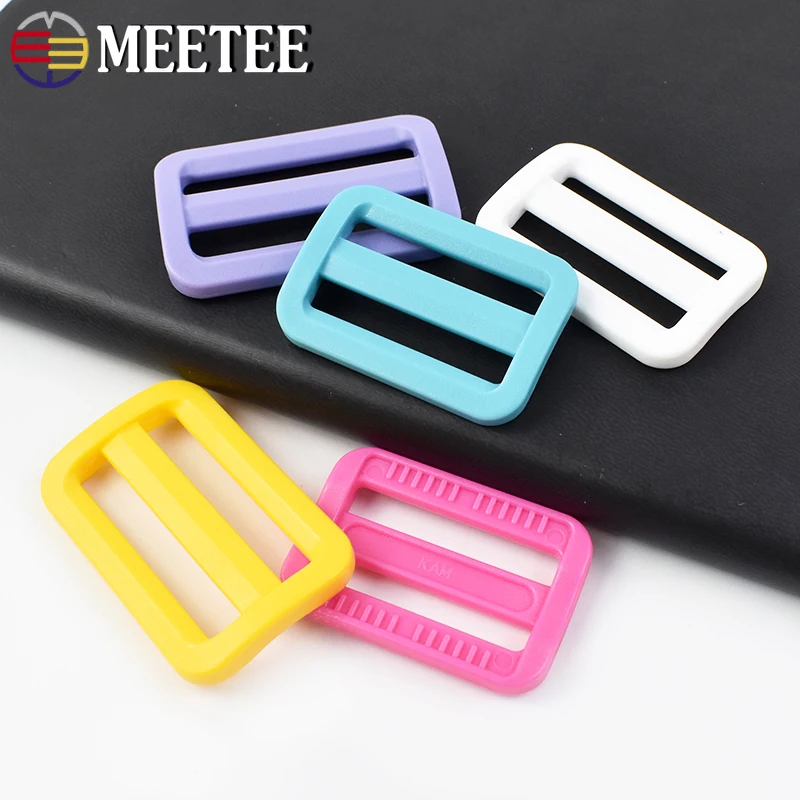 20Pcs Meetee 32/38mm Plastic Tri-Glide Ring Buckles Bag Strap Slider Clasp Webbing Belt Adjuster Hook Dog Collar DIY Accessories