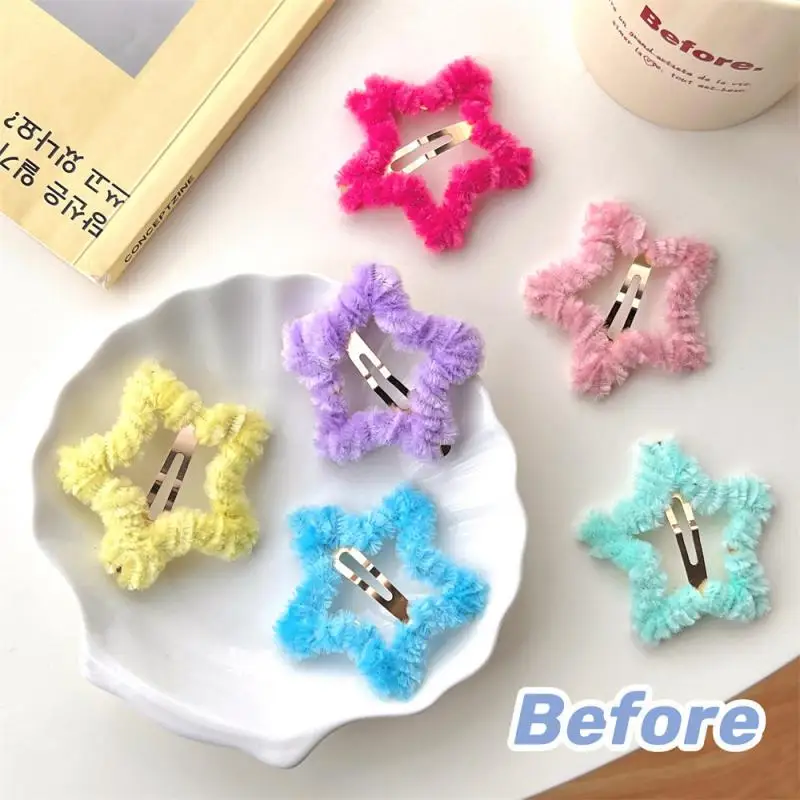 Side Hairpin Hair Accessories BB Clip Color Plush Twist Bar Star Hairpin Girl's All-match Bbb Clip Broken Hair Bangs Clip