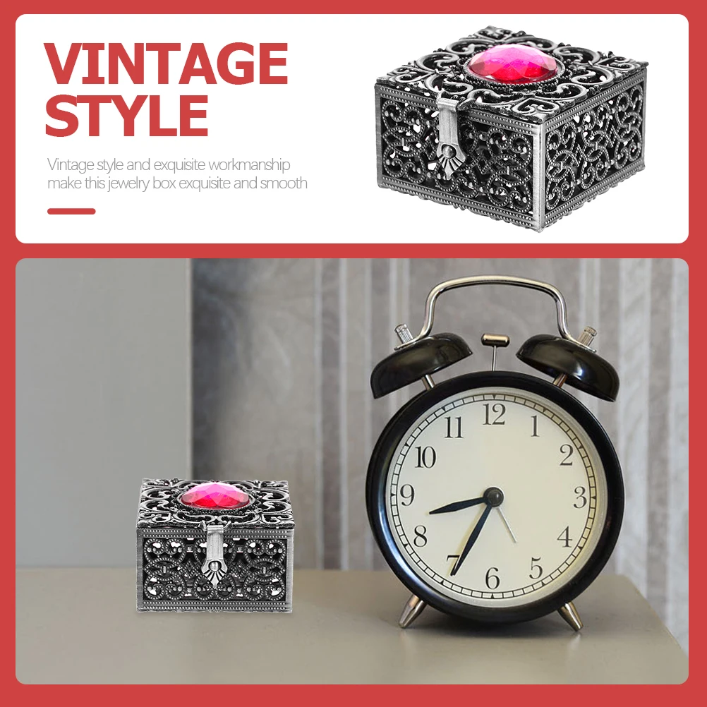 

2Pcs Rosary Storage Boxes Vintage Metal Jewelry Cases Retro Zinc Alloy Trinket ganizers for Earrings Necklaces Small Accessories