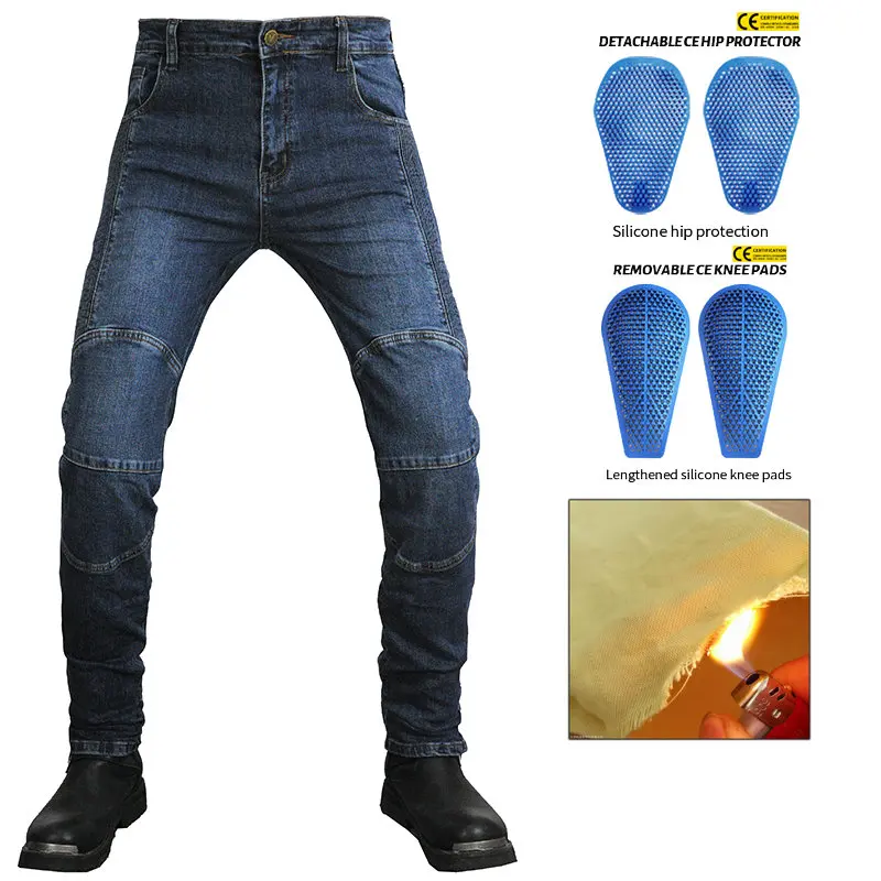 VOLERO Motorcycle Riding Jeans Pants With Protective Gear Built-in Wear-resistant Fireproof Aramid Protective Layer Man