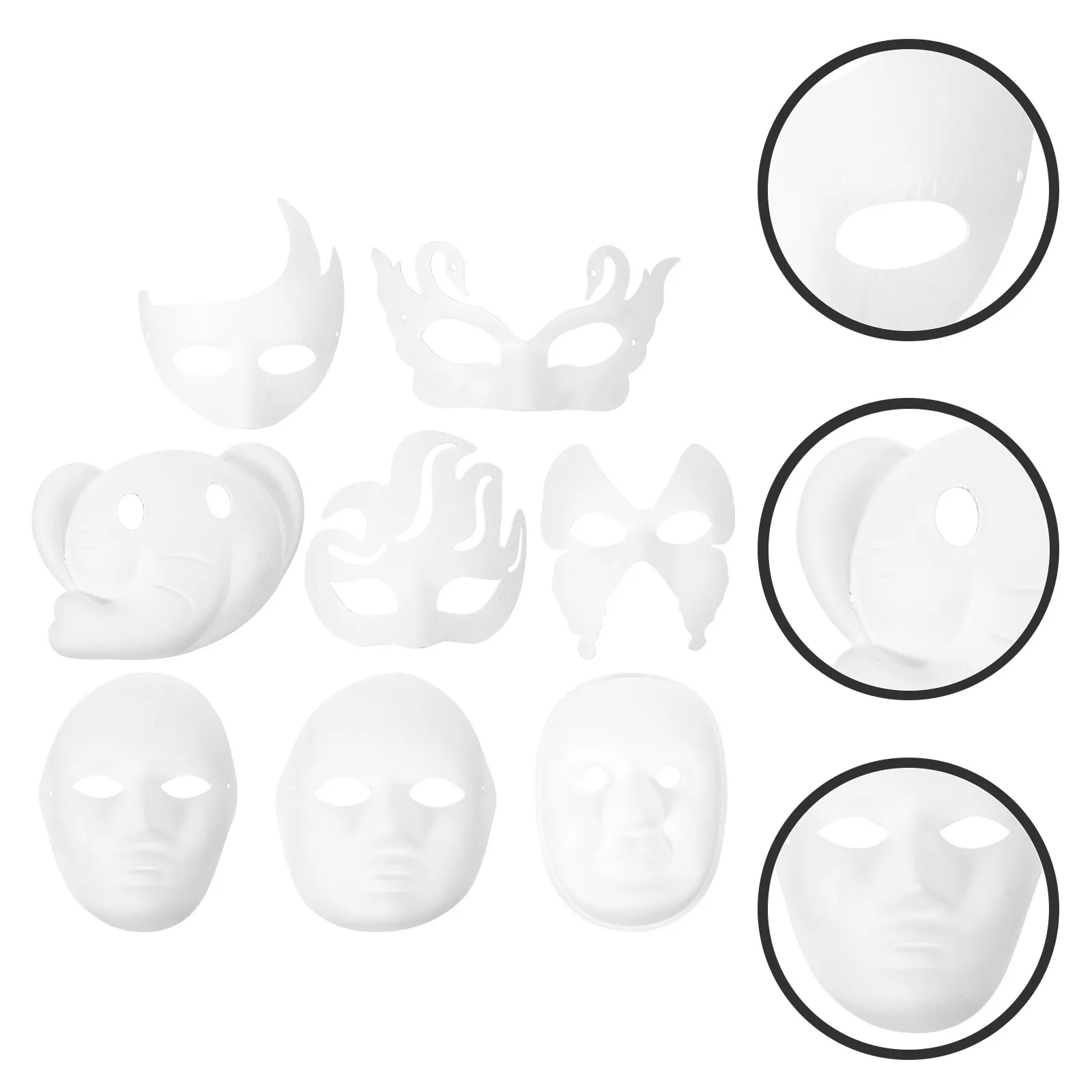 8Pcs DIY Blank White Paper Masks Paintable Face Mask for Halloween Masquerade Party DIY Masks Masquerade Supplies