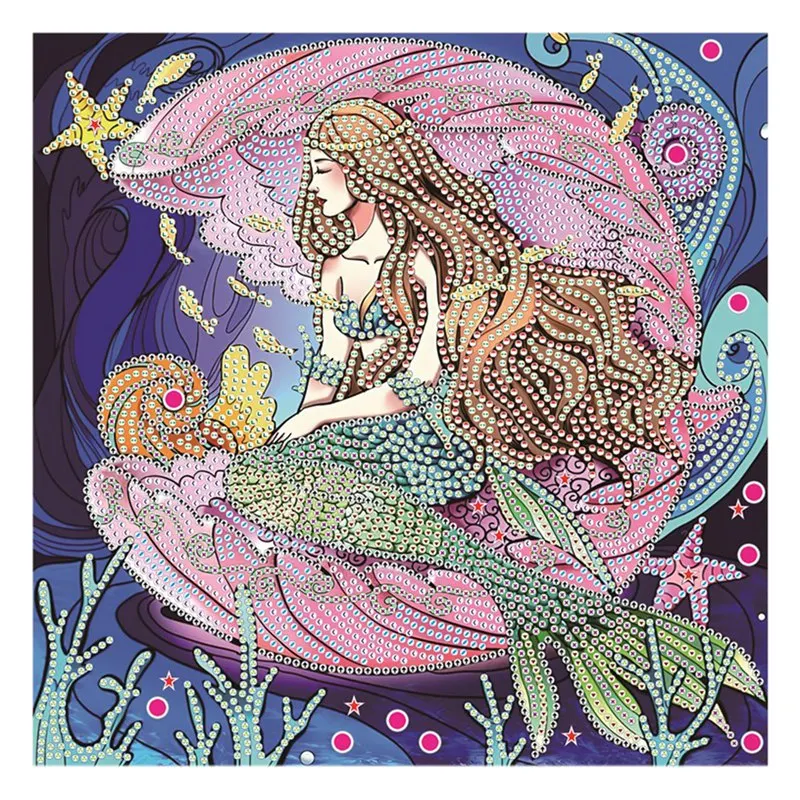 DIY 5D Diamond Art Painting By Number Kit, Mermaid Special Shaped Rhinestone Diamond DIY Painting Wall Decor