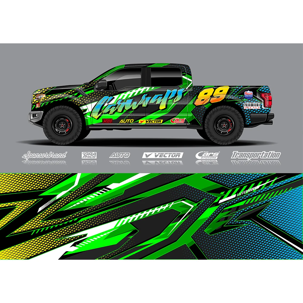 Yellow-green Gradient Full Body Racing RV Graphic Decals Vinyl Wrap Camo Custom Size Color Changing DIY Car Full Wrap 500*100cm