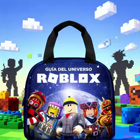 ROBLOX 3D Game Printing Stereoscopic Large Capacity Hand-held Lunch Bag Heat Ice Preservation Print Lunch Box Bag Picnic Bag
