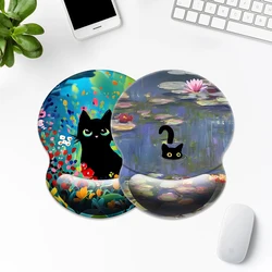 1pc Black Cat And Scenery Art Mouse Pad Wrist Ergonomic Soft Anti-Slip Wrist Rest Support Mat Computer Mouse Pad For Office PC