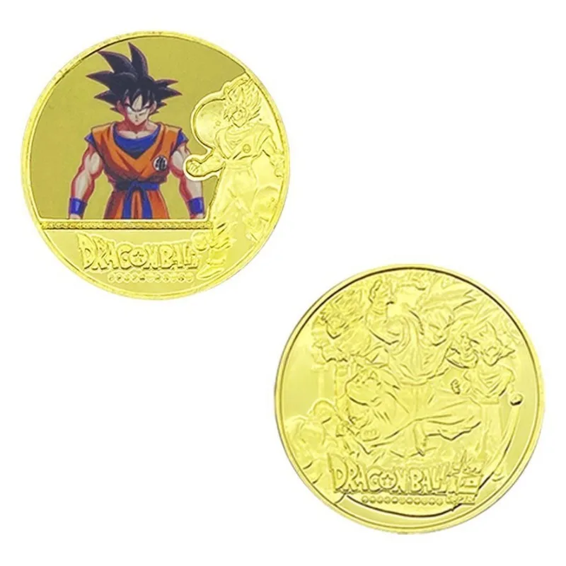 Dragon Ball Cute Anime Peripheral Commemorative Coins Goku Vegeta Krillin Piccolo Metal Collection Badge Commemorative Coin Gift