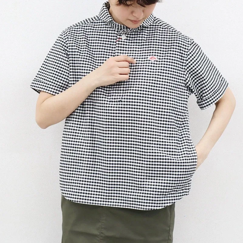 

Qifeng Japanese Sle ort Sve Embroidered id Stripe Women's irt Sweet Sle Loose Fit Regular Length Summer 2025